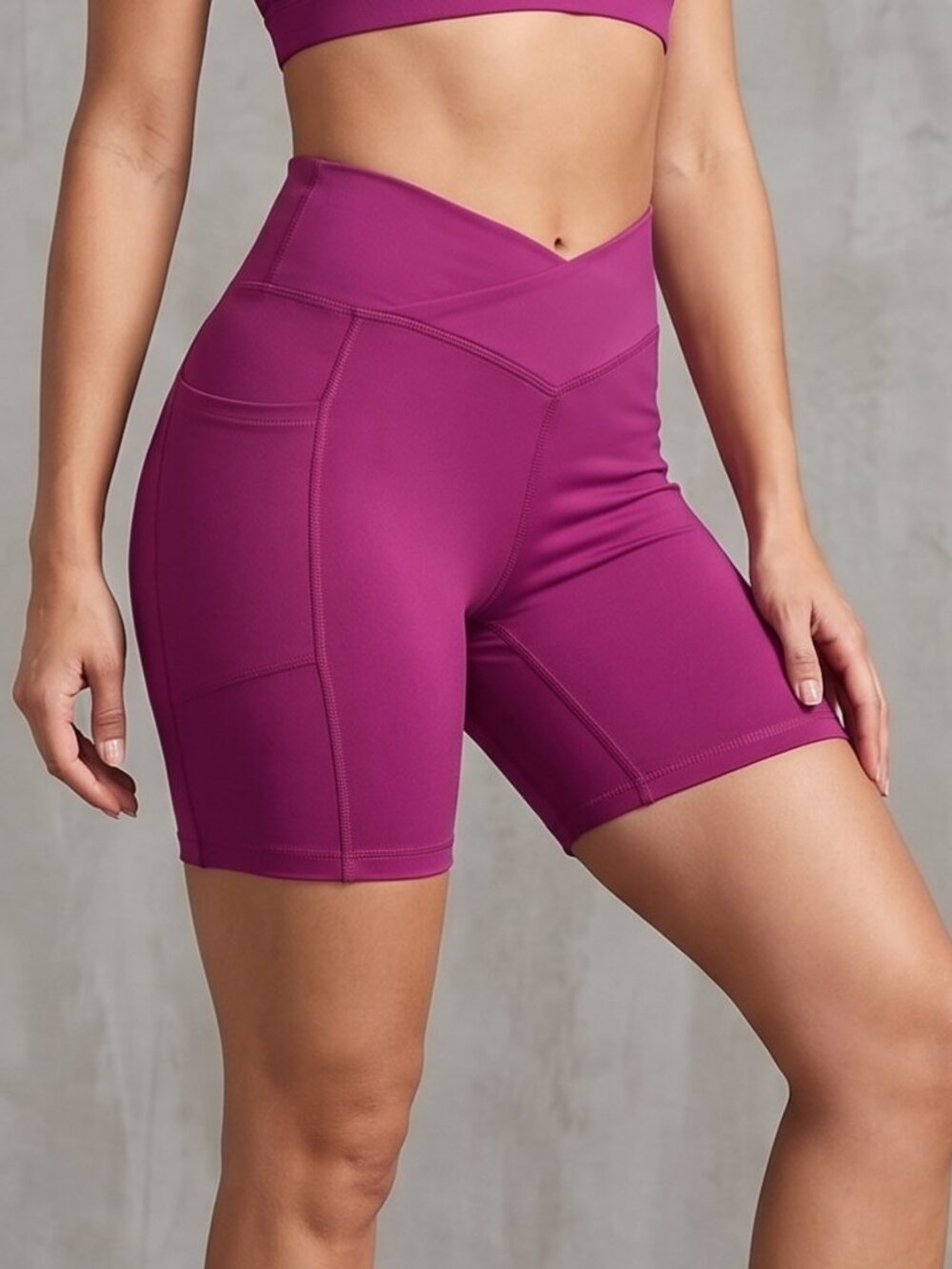 NWT | Burgundy High Waisted Crossover V-Waist Athletic Bike Shorts | Small